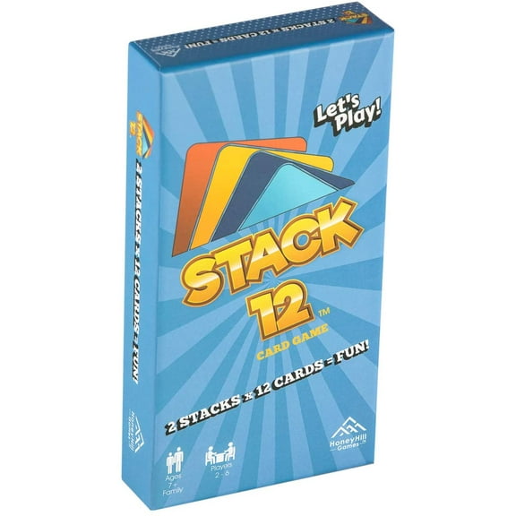 Stack 12 Fun Family Card Game in Rigid Box with 196 Cards for 2 to 6 Players