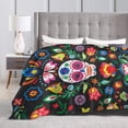 thumbnail image 4 of Mexican Skull Skeleton Floral Blanket, Soft Blankets Flannel Bed Throw Cozy Lightweight Plush Gifts for Women Men Boys Girls Sofa Couch Bedroom Living Rooms Warm All Season, Home Decor, Small, 4 of 7
