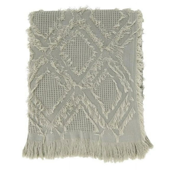 Saro Lifestyle Fringe Waffle Weave Throw Blanket