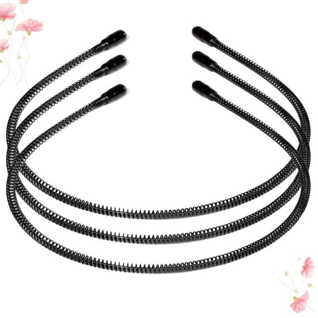 WEUVEB 3Ud Unisex Sports Hair Hoop Black Spiral Shape Hairband for Neat Stylish Hair
