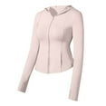 thumbnail image 2 of UVEASISHA Sun Protection Hoodie Shirt for Womens Lightweight Full Zip Running Track Jacket Slim Fit Stretch Athletic Yoga Shirt with Thumb Holes Pink XL, 2 of 5
