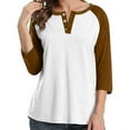 thumbnail image 7 of Fesfesfes Women's Comfortable Blouse Practical Elegant Three-quarters sleeve Button Decoration Lape Tops Fashionable for Casual Daily Wear(Brown#1,S), 7 of 7