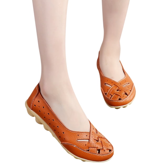 Chaussures pour Femmes Sandales Plates pour Dame en Cuir à la Cheville Pantoufle Décontractée Chaussures Souples