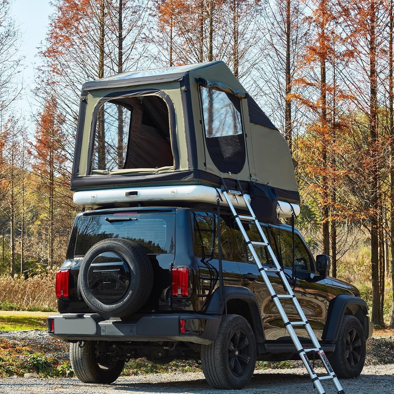 EROMMY Inflatable Rooftop Tent, Multi-Purpose Inflatable Tent with Extended Canopy and Air Cushion, Waterproof Full Dull Poly Textured Oxford, Easy Set-up SUV Tents for Camping