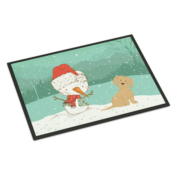 Carolines Treasures CK2093JMAT Brown Maltese Snowman Christmas Door Mat Indoor Rug or Outdoor Welcome Mat 24x36 Doormat