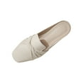 thumbnail image 2 of Tweed Mules for Women Flats Square Toe Slip on Flat Slides Comfortable Women Slippers Backless Loafer Shoes, 2 of 4