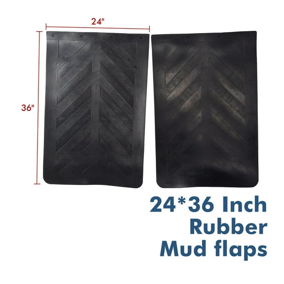 Black Semi Truck and Trailer Mud Flaps - 24" x 36" Heavy Duty Rubber Pair