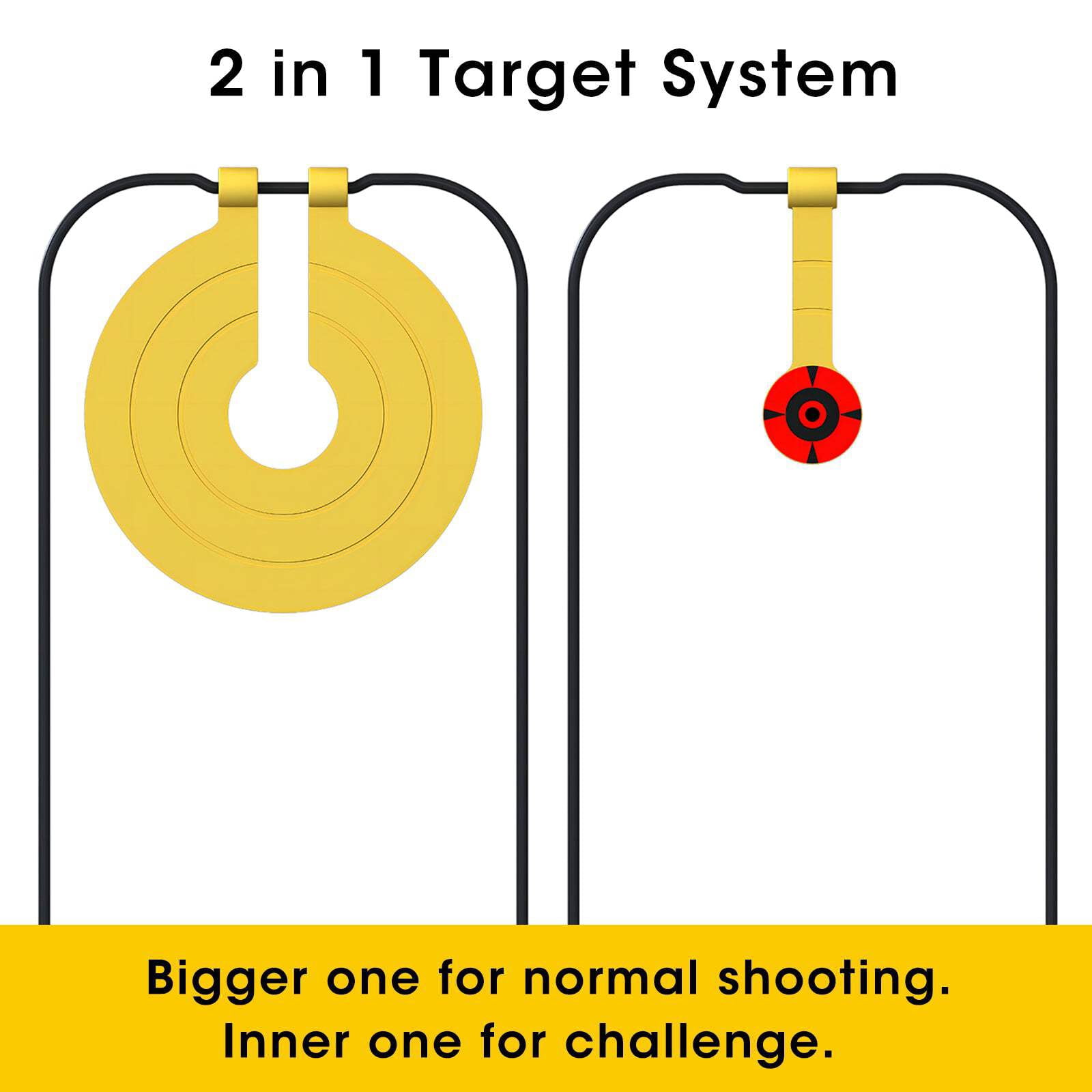 ATFLBOX Two in One Self-Healing Resetting Target, 8 Inch Gong High Caliber Spinner Target, Shooting Targets for Rifle, Pistol, Airgun, Handgun
