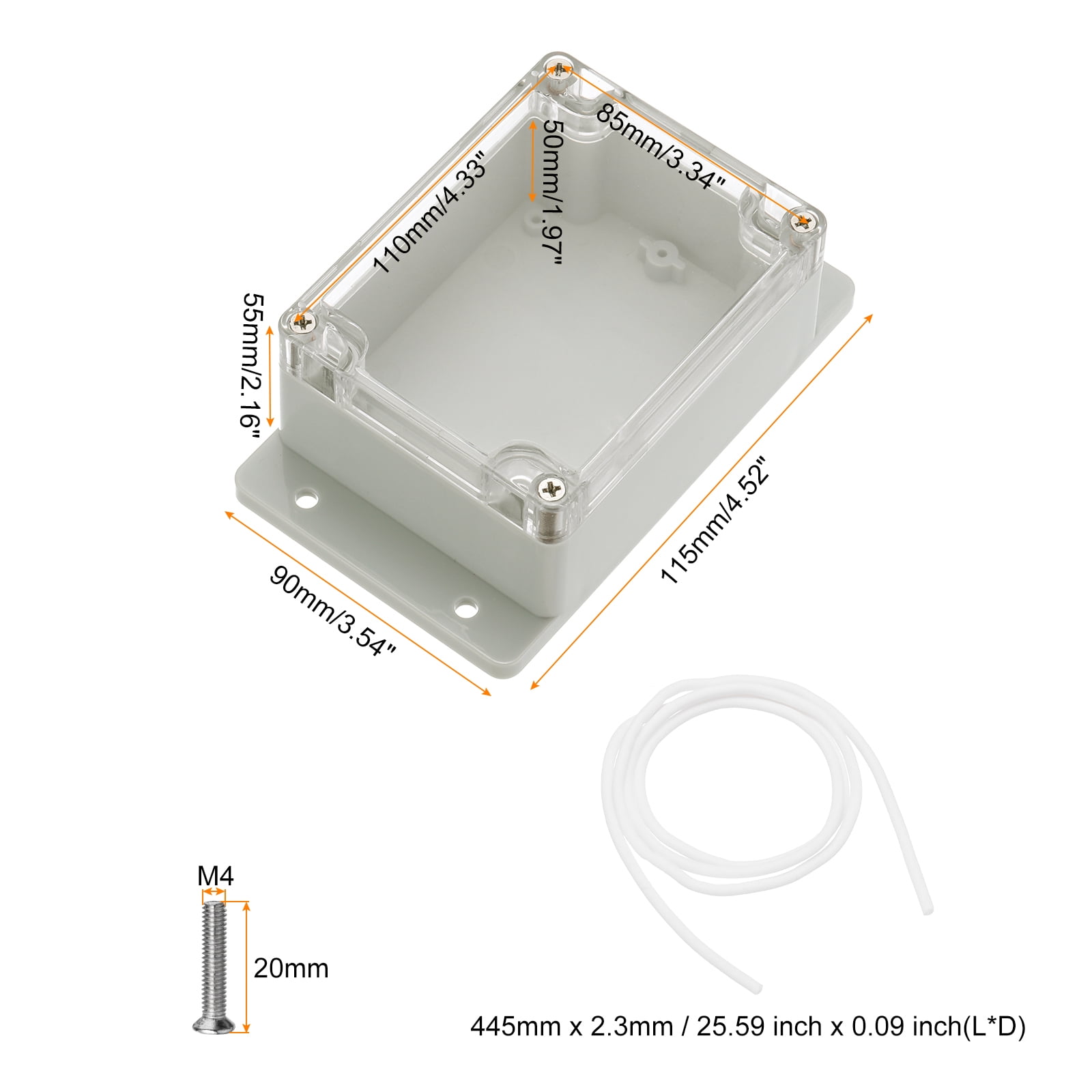Uxcell 4.52" x 3.54" x 2.16" Junction Box DIY Wiring Box Enclosure Project Case ABS for DIY Projects Grey, 2 Pack