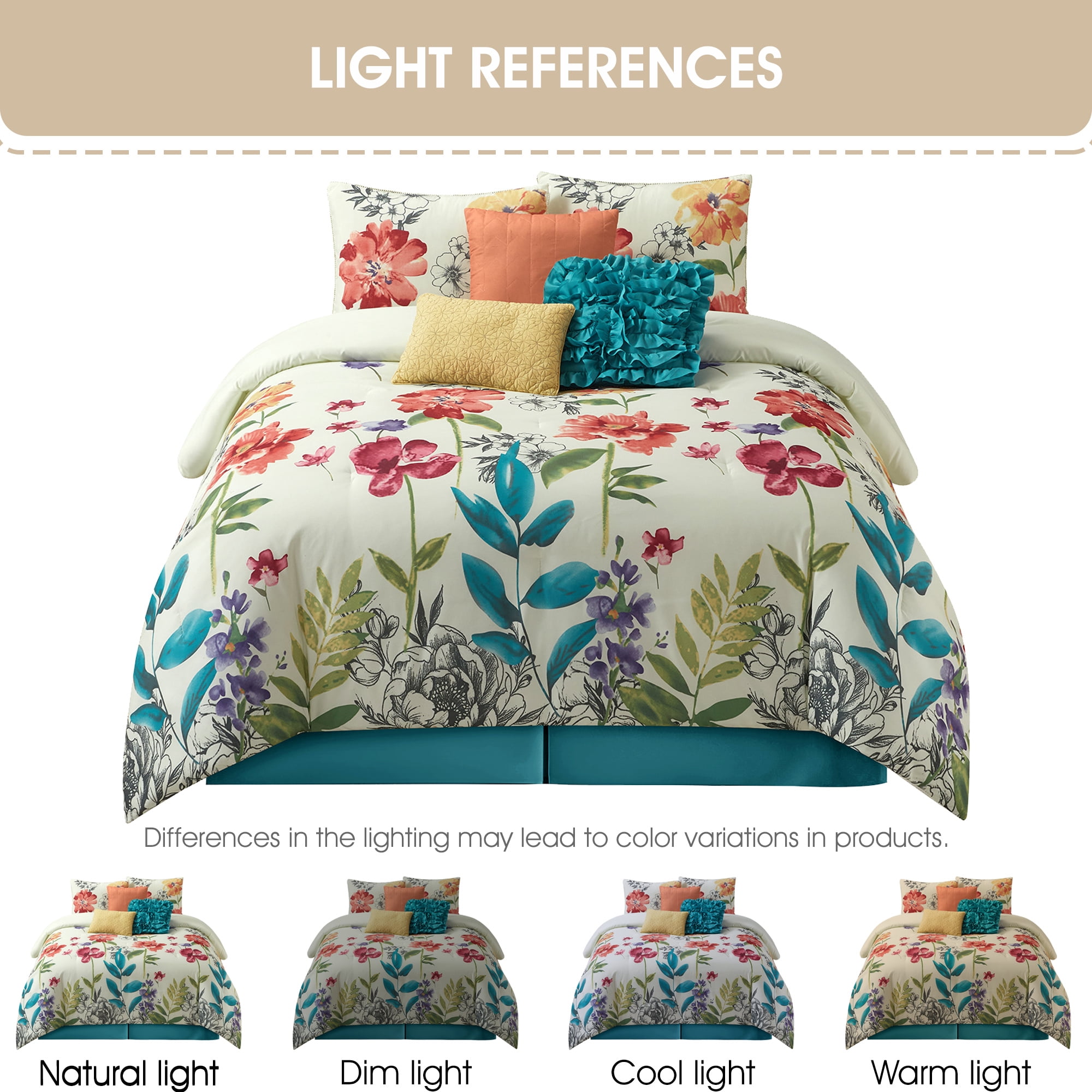 Nanshing Cassia Floral Bouquet 7 Piece Comforter Set, King