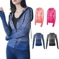 thumbnail image 3 of TFixol Chaquetas deportivas con cremallera completa para mujer con capucha y manga larga raglán pulgar, 3 of 8