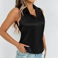 thumbnail image 6 of AherBiu Satin Tank Tops for Women Summer Sleeveless Lapel V Neck Button down Shirts Ladies Work Blouse, 6 of 7