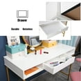 thumbnail image 3 of JJS 48' Writing Desk with Power Outlet, Home Office Contemporary Large Computer Desk Laptop Workstation with Drawer USB Ports Charging Station, White/Golden, 3 of 7