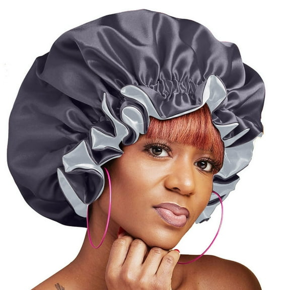 Clearance Sale! Satin Lined Bonnet Women Beauty Satin Silk Bonnet Sleep Cap Hat Black One Size