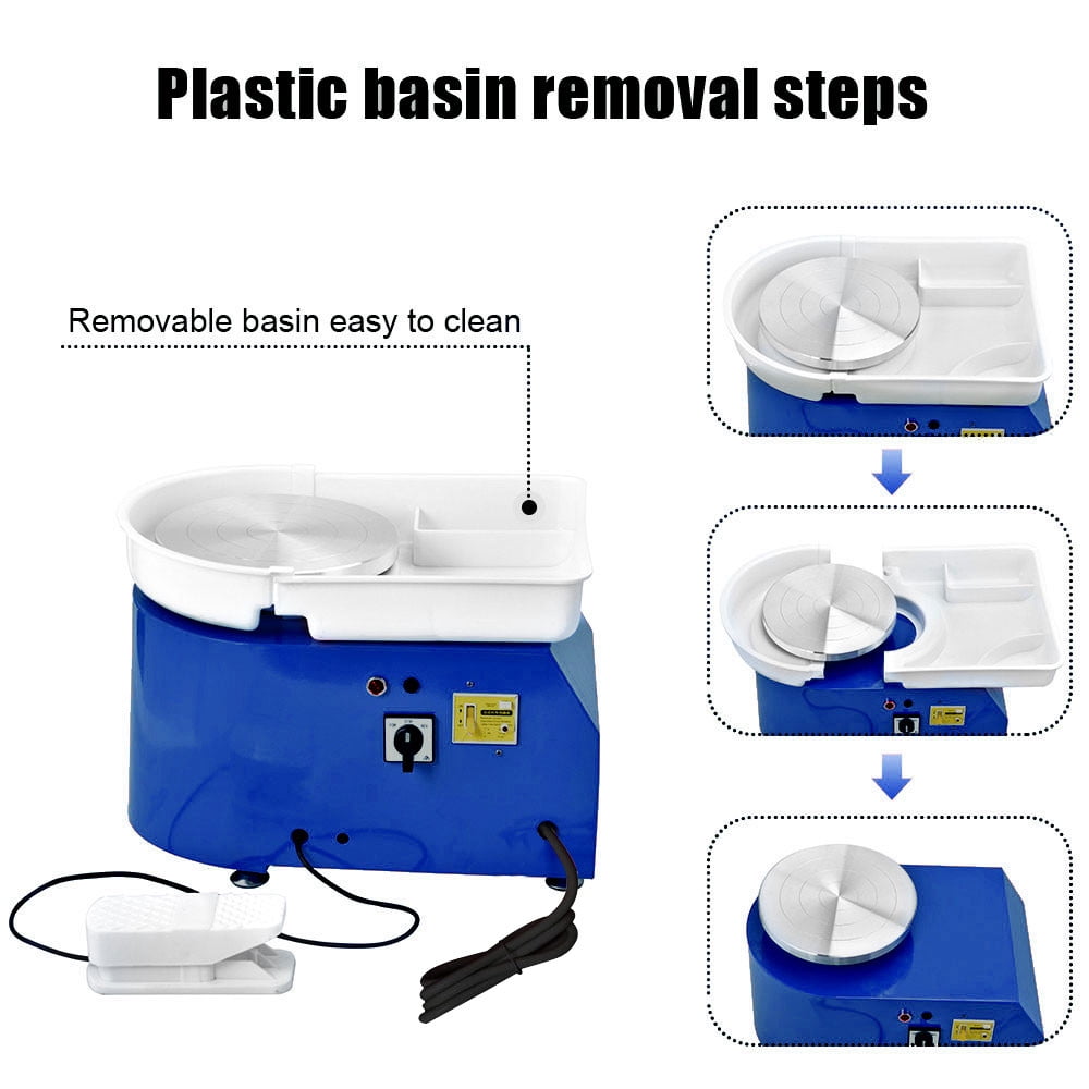 350W Brushless Electric Pottery Wheel Machine Mini Pottery Wheel Ceramic Shaping Tool Washable Basin with Pedal ,Power Tools