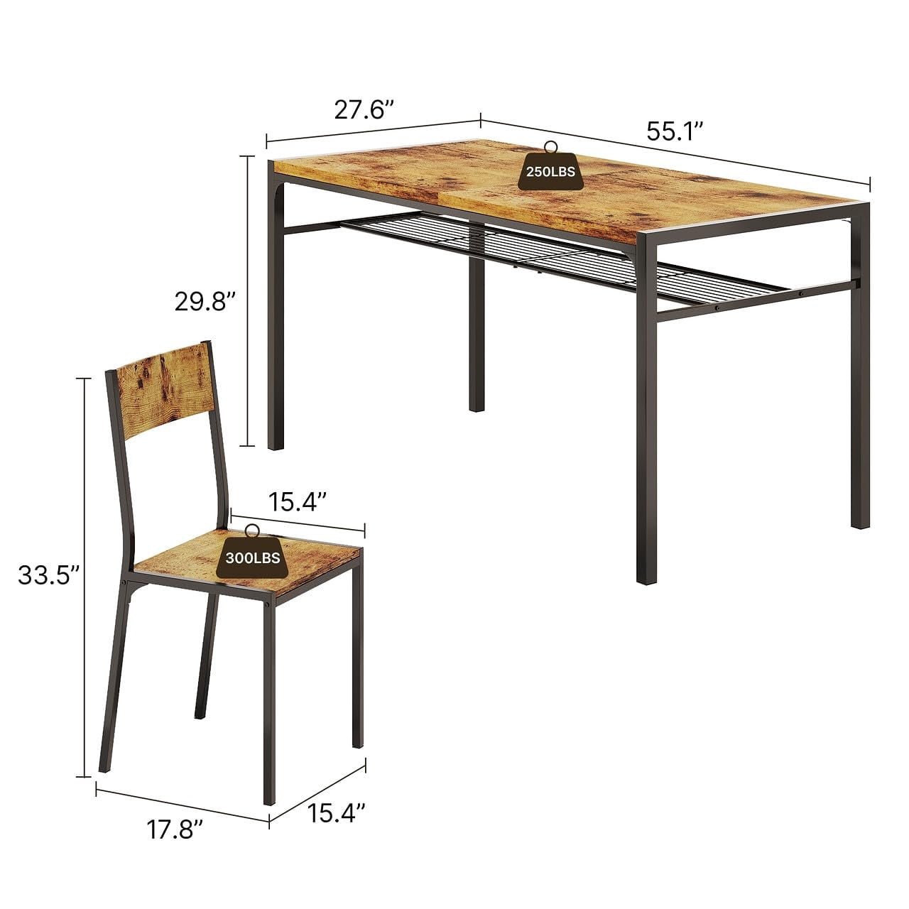 Aiho Dining Table Set for 4-6 People, 7-Piece Large Dining Table Set With 6 Chairs, Retro