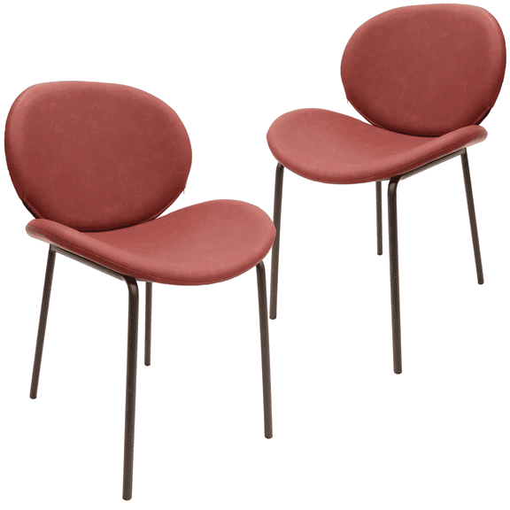 LeisureMod Servos Modern Dining Side Chair with Upholstered Faux Leather Seat and Powder Coated Iron Frame for Kitchen and Dining Room, Bordeaux