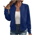 thumbnail image 2 of jobturf Womens Bomber Jacket Fall Spring Fashion Short Coats Holiday Long Sleeve Going Out Tops Lightweight Full Zip up Casual Outerwear, 2 of 7