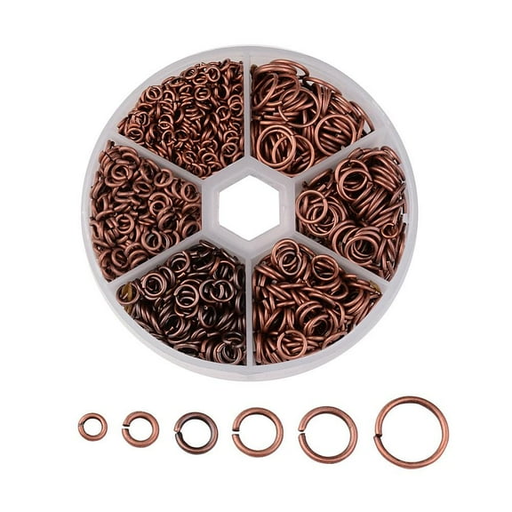 1Box 1 Box Open Jump Rings Brass Jump Rings Nickel Free Red Copper 18~22 Gauge 4~10x0.6~1mm 110g/box