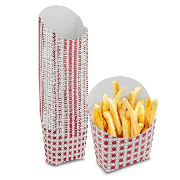 MT Products Red & White French Fry Holders - 5 oz Scoop Containers - Pack of 50