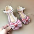 thumbnail image 4 of ZACPNCV Girls Sandals Close Toe Cute Bow Princess Girls High Heels Sparkly Summer Dress Shoes Sandals for Toddler Pink 4-5 Years, 4 of 5