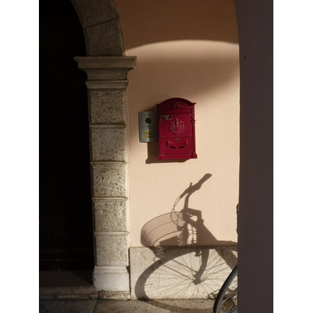 Canvas Print Mailbox Shadow Post Red Stretched Canvas 10 x (Best Paint For Mailbox Post)