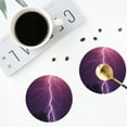 thumbnail image 4 of Naloa Thunderstorm Violet Purple Leather Coasters for Drinks, Durable Drink Coasters 4 Set for Tabletop Protection, Luxurious Home Décor and Housewarming Gift ( {designName})Round Shape, 4 of 6