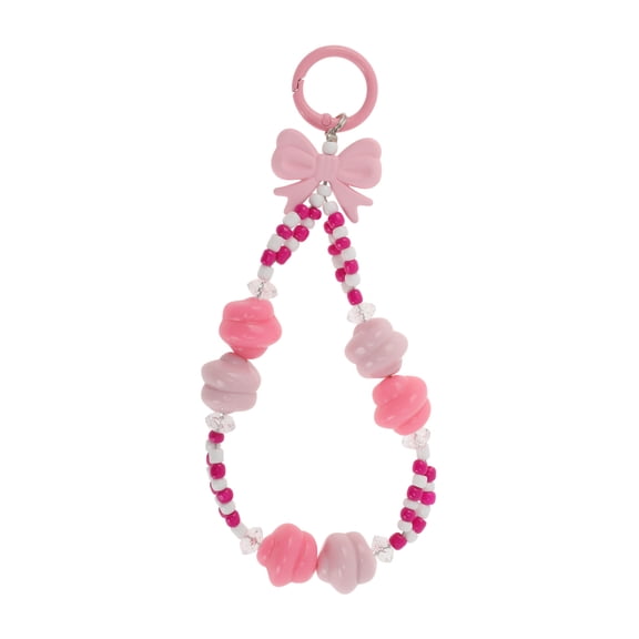 Unique Bargains 1 Pc Phone Charm Bow Cellphone Charm Pink White
