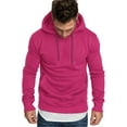 thumbnail image 2 of Yeahdor Men's Basic Long Sleeve Drawstring Hoodie Sweatshirt Casual Solid Color Pullover Tops Burgundy M, 2 of 3