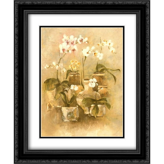 Arrangement Of Orchids II 2x Matted 15x18 Black Ornate Framed Art Print by Cheri Blum
