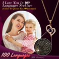 thumbnail image 2 of Rosas moradas auténticas preservadas con collar y oso con la leyenda «Te quiero», 2 of 9