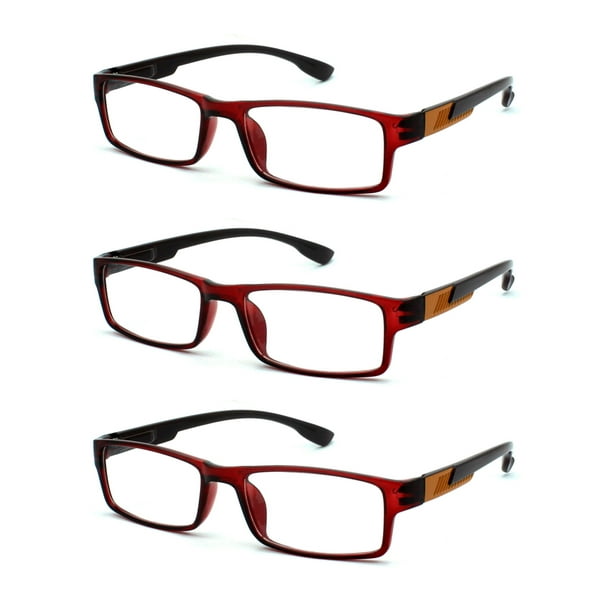 EYE ZOOM 3 Pack Rectangle Readers Fashion Designer Plastic Frame