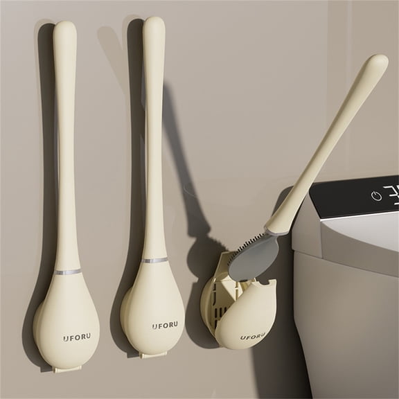 Skegnu Clearance Under $10 Flexible Toilet Brush With Flat And Flexible Head, Modern Toilet Brush For Wall Mounting No Drilling With Drying Stand Cleaner Brush