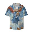 thumbnail image 4 of Uemuo Dog Angel Ascension Pattern Cotton Linen Short Sleeve Shirts,Casual Lightweight Button Down Shirts,Vacation Beach Summer Tops-X-Large, 4 of 7