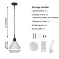 thumbnail image 3 of FSLiving Battery Run Wireless USB Charging Dimmable Remote Control 5V LED Pendant Lighting Vintage Design Black Base White Metal Lampshade Light Fixture for Laundry Dorm Bedroom Easy to Install-1 Pack, 3 of 6