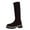 Black, variant on Lovzfmll Knee High Boots Women, Stretch Mid Calf Round Toe Chunky Heel, Chunky Low Heel Round Toe Boots Casual Fall Black Boots