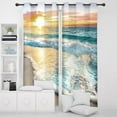 thumbnail image 2 of Ocean Beach Blackout Curtains Coastal Living Room Nautical Curtain Panel Sunset Seaside Bedroom Decor Sunrise Sea Scenery Window Drapes Printed Window Treatment Fabric 52 (W) x 84(L) Inch, 2 of 6