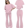 thumbnail image 2 of Otqutp Girls 2 Piece Casual Outfits Oversized Bow Knot Print Top Bell Bottoms Set for Teens Fashion Clothing Vacation Trendy Clothes, 2 of 4
