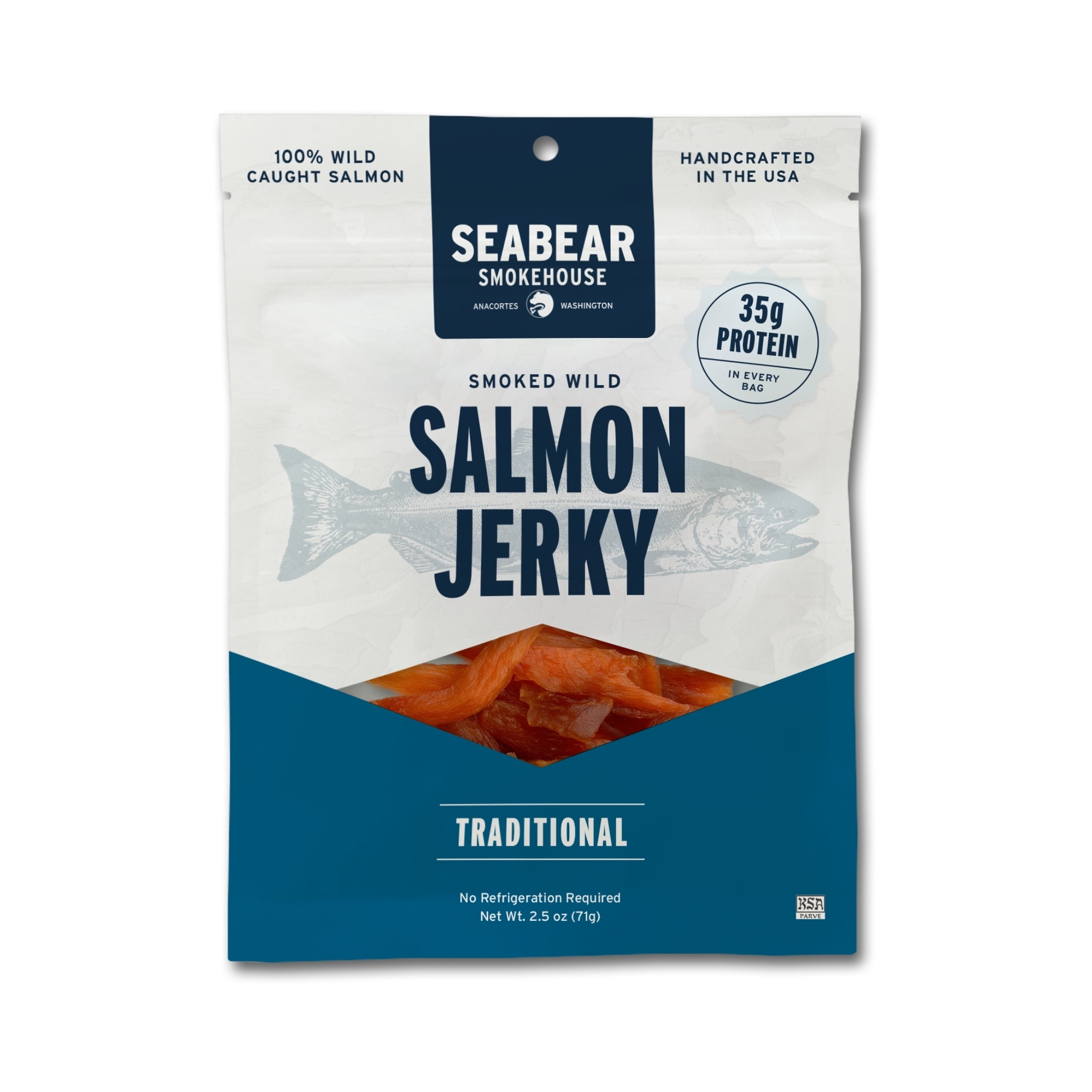 SeaBear Smoked Salmon Jerky - Traditional, 3.5 oz (3 Pack)