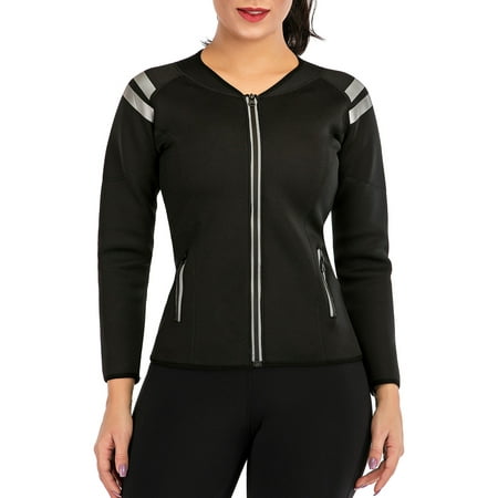 

Women Waist Trainer Hot Neoprene Shirt Sauna Suit Sweat Body Shaper Jacket Top Zipper Tummy Contro Shapewear Long Sleeve