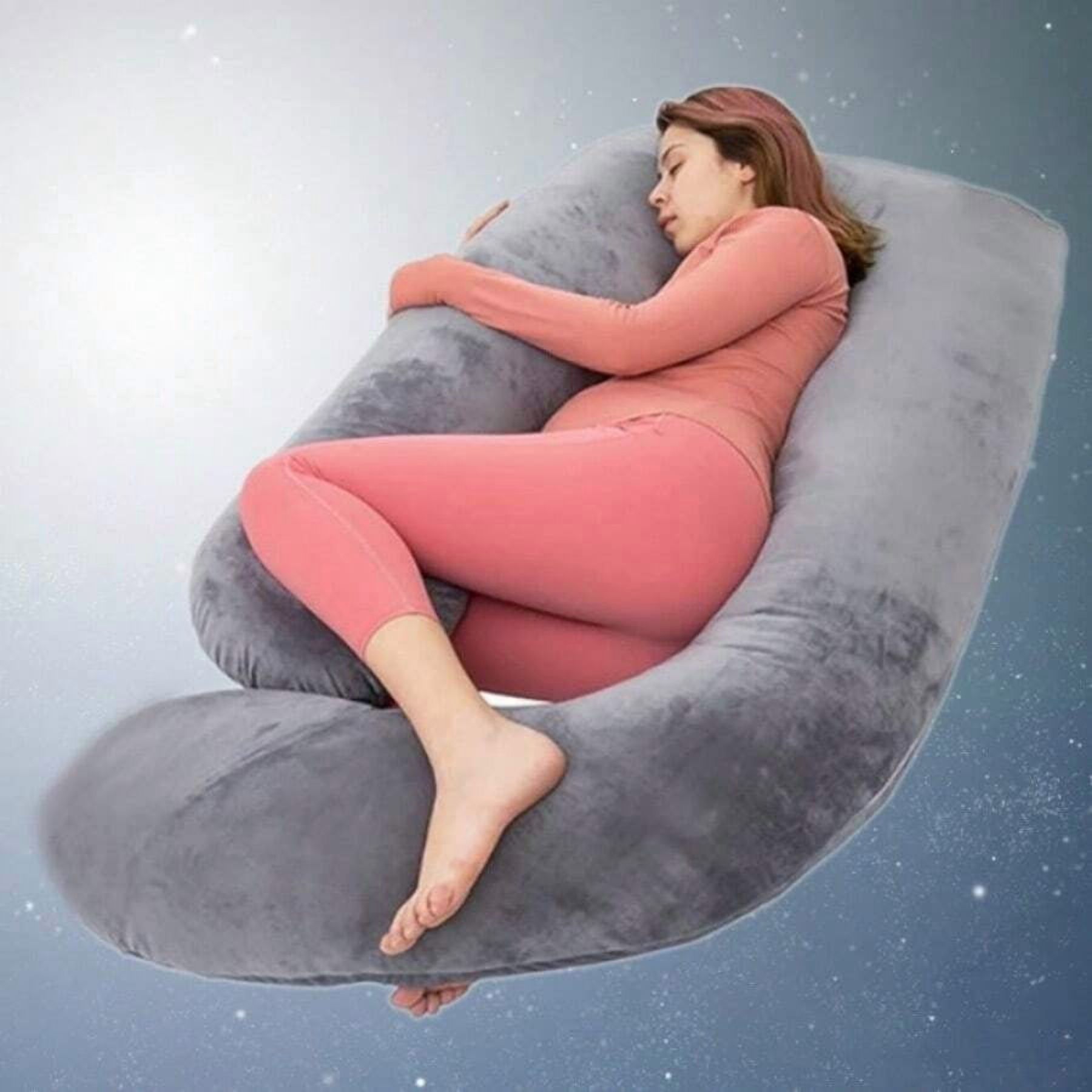 Best-selling U-shaped pregnant pillow - promotes side sleeping, supports the waist and abdomen. An essential item for pregnant women when sleeping.