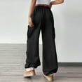 thumbnail image 4 of Cargo Sweatpants - Loose Fit Heavyweight Cargo Pants with Drawstring、Flap & Utility Pockets Black L, 4 of 7