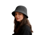 thumbnail image 5 of Bucket Hat Wool Blend Fishman Hat for Women Solid Color Knitted Basin Cap (Grey One Size), 5 of 6