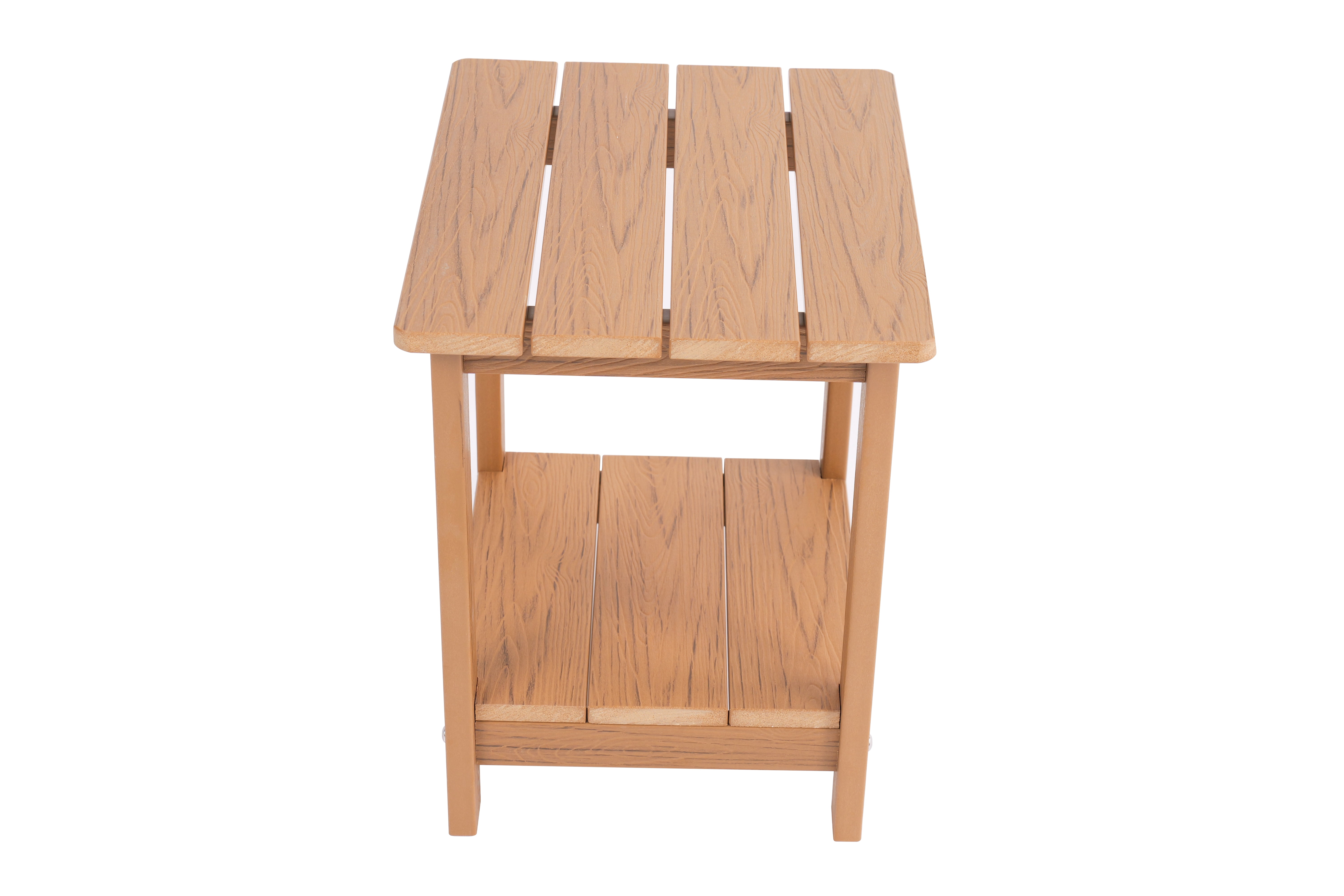 Stylish 2‑Tier Outdoor Side Table, Weather‑Resistant HIPS Patio End Table for Yard Snacks & Afternoon Relaxation, Matching Adirondack Chairs