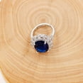 thumbnail image 2 of Uloveido Womens Platinum Plated Oval Blue CZ Ring Adjustable, Simulated Sapphire Rings Wedding Promise (Blue), 2 of 7