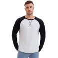 thumbnail image 4 of DARING DIVA Men's Long Sleeve Color Block Casual Raglan T-Shirt M Black White, 4 of 7