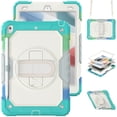 thumbnail image 1 of XYX For iPad 9th/8th/7th Generation 10.2 inch Case, 360 Rotating Shockproof Cover with Stand, Screen Protector, Shoulder Strap, Rainbow Blue, 1 of 7