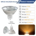 thumbnail image 3 of Paquete de 8 focos halógenos MR16 GU5.3 de 20 W y 12 V, regulables, blanco cálido de 2700 K, 210 LM, bombilla reflectora halógena, foco GU5.3 con base de dos pines y ángulo de haz de 36°., 3 of 6