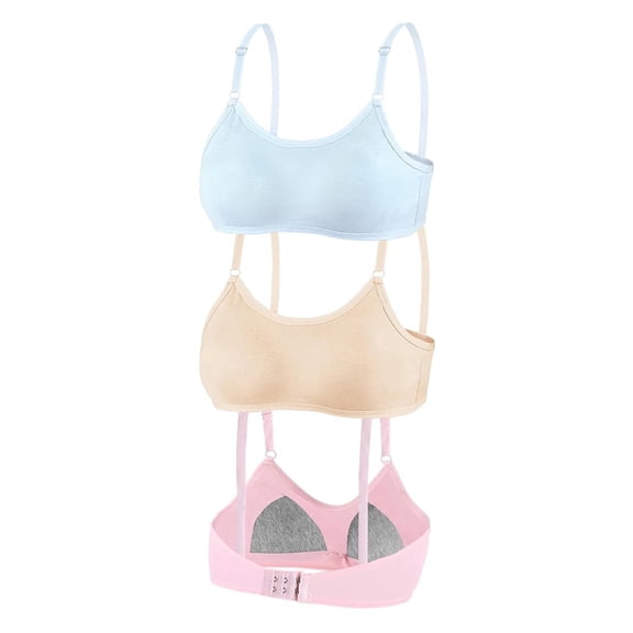 Girls Elastic Cami Seamless Padded Training Bras Wireless Breathable Pull-On Design Sports Starter Bra 10-16 Years