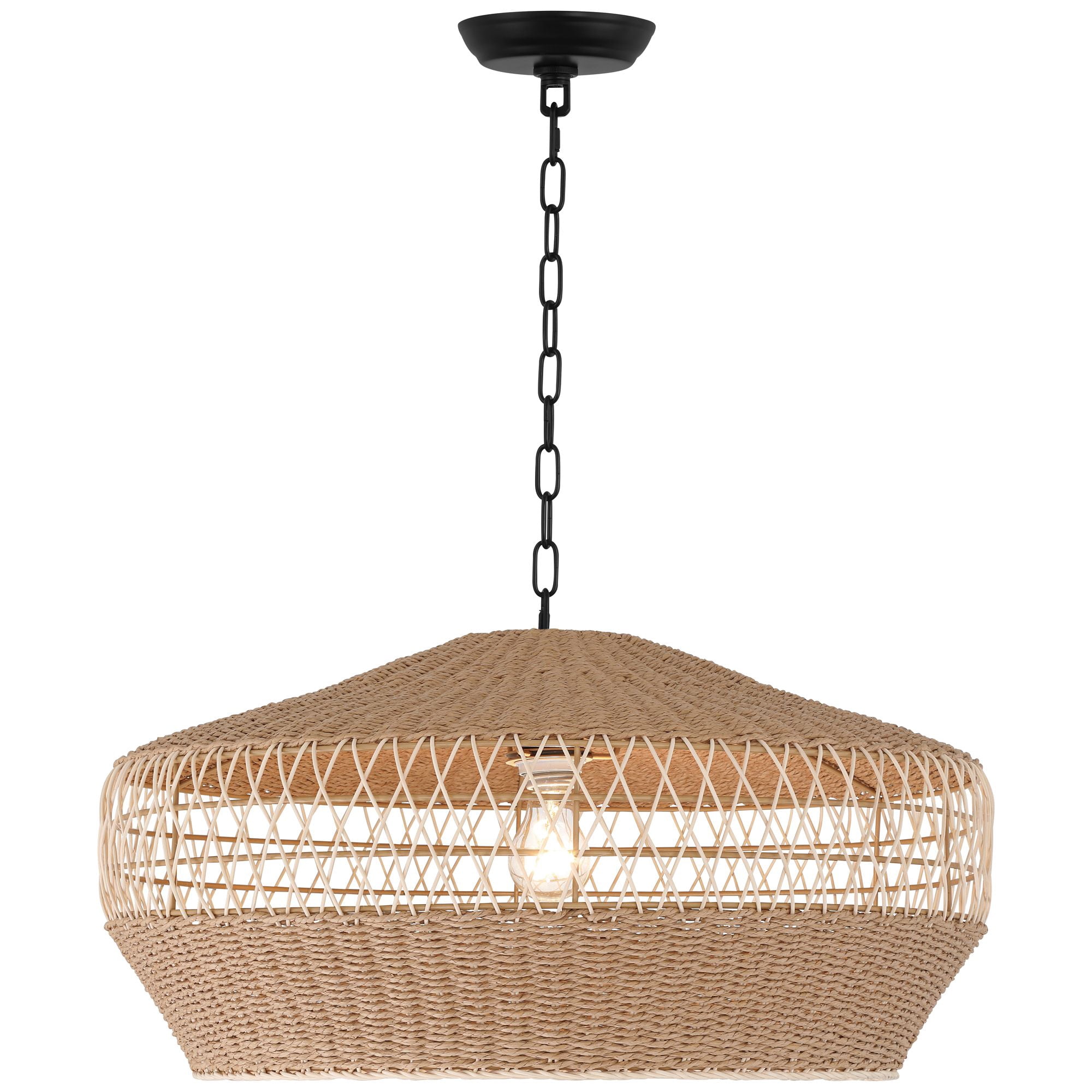 Regency Hill Matias 24 1/2" Modern Pendant Ceiling Light Fixture Dining Room Over Table Kitchen Island Hanging Brown Vine and Rope